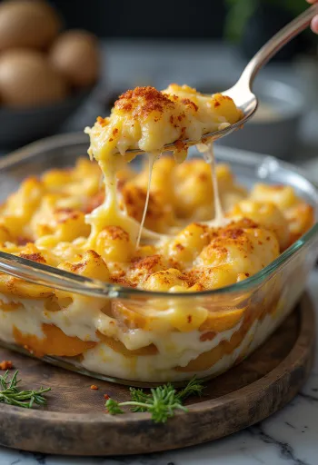 Vegansk potetgrateng servert med frisk persille