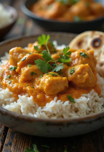 Kylling tikka masala servert med basmatiris