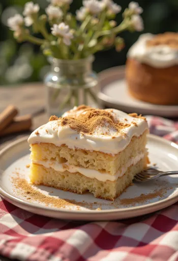 Kanel-kremkake servert i stykker