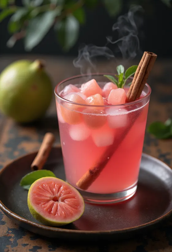 Guavacider servert i glass