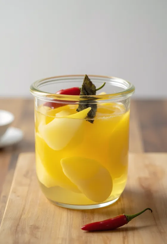 Takuan syltet daikon-reddik i glass