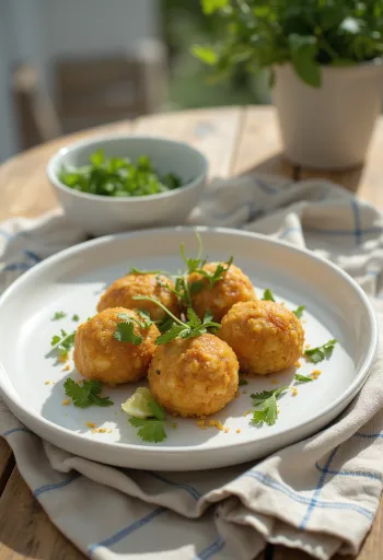 Acarajé med grønn tomatsalat, sprø brasiliansk rett