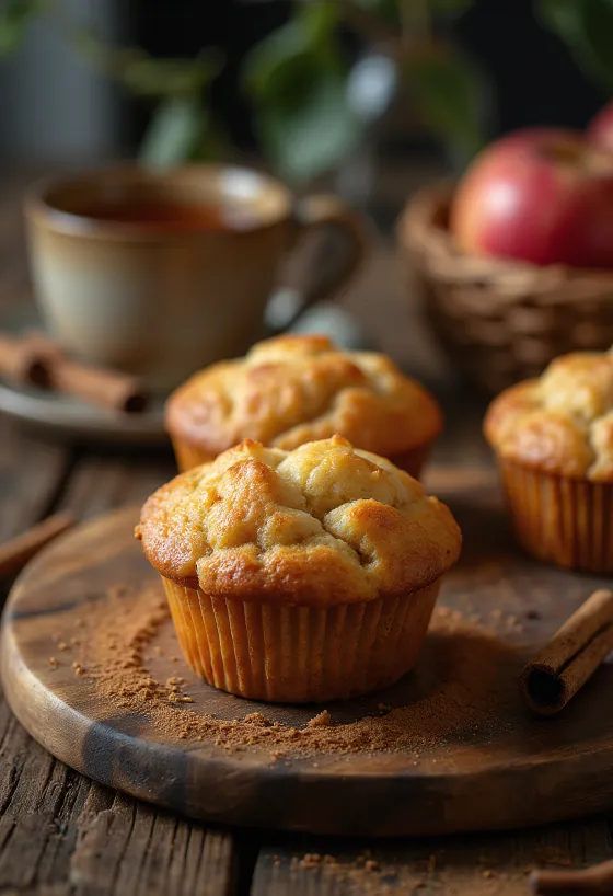 Eple- og kanelmuffins servert