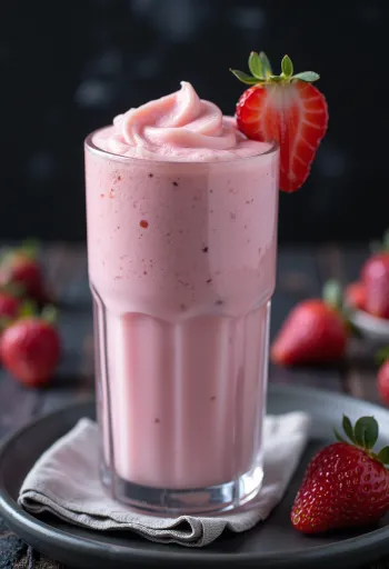 Jordbærmilkshake servert i glass