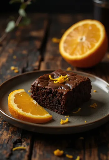 Appelsinbrownie servert