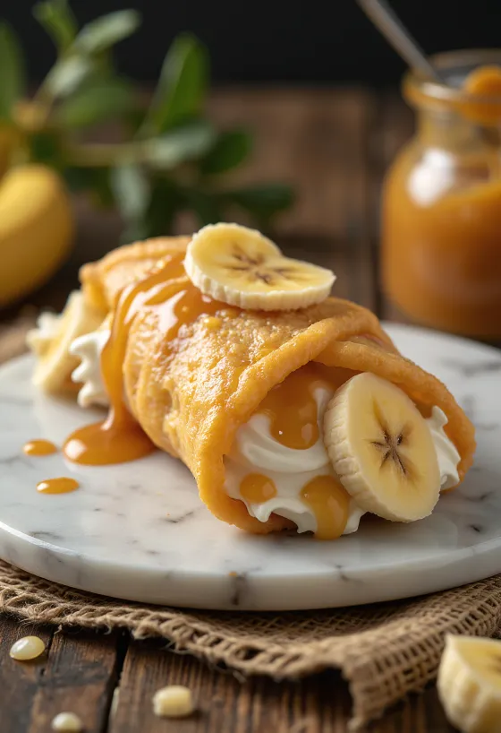 Cannoli med banan og karamell
