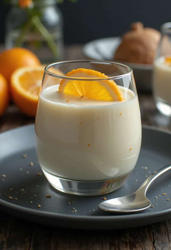Appelsinpannacotta servert