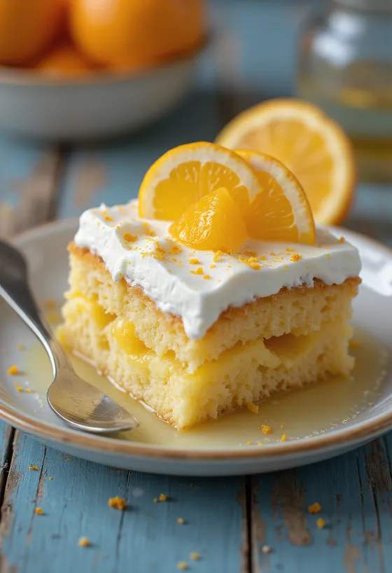 Tres leches med appelsin servert fersk