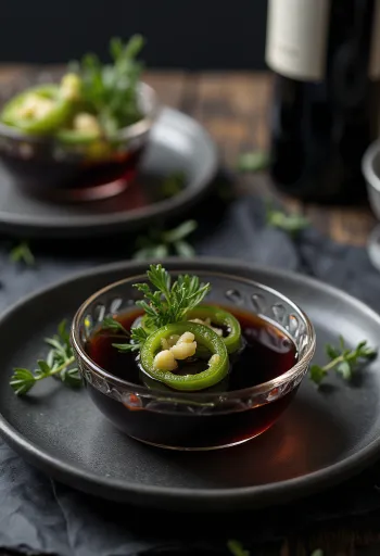 Jalapeño-, rødvin- og balsamicosaus servert