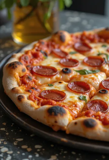 Røkt ost og pepperoni-pizza nystekt