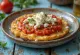 Tiganopsomo med feta og tomatsaus, servert fersk