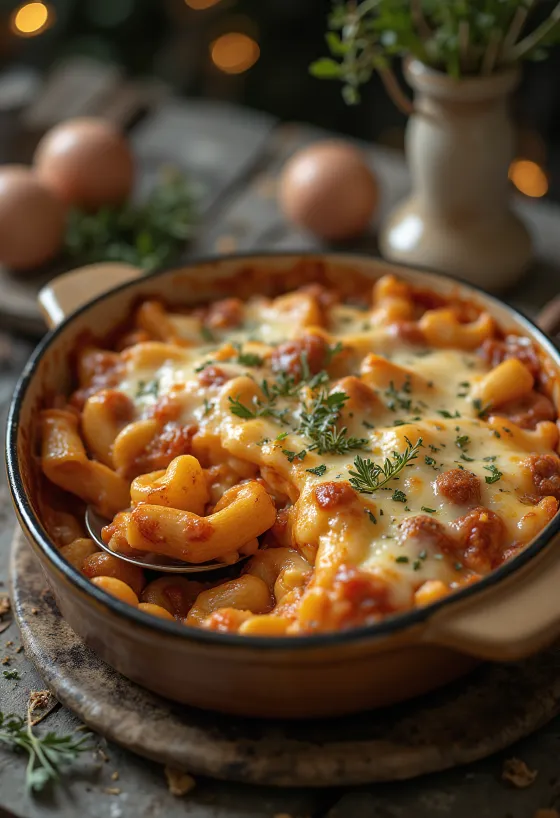 Pastagrateng med kjøtt, saftig kjøttdeig og smeltet ost på toppen