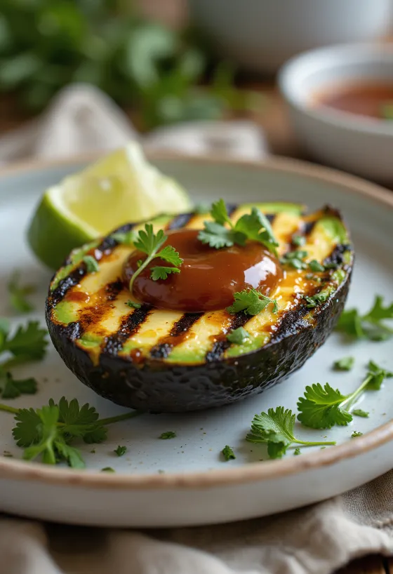 BBQ-grillet avokado servert