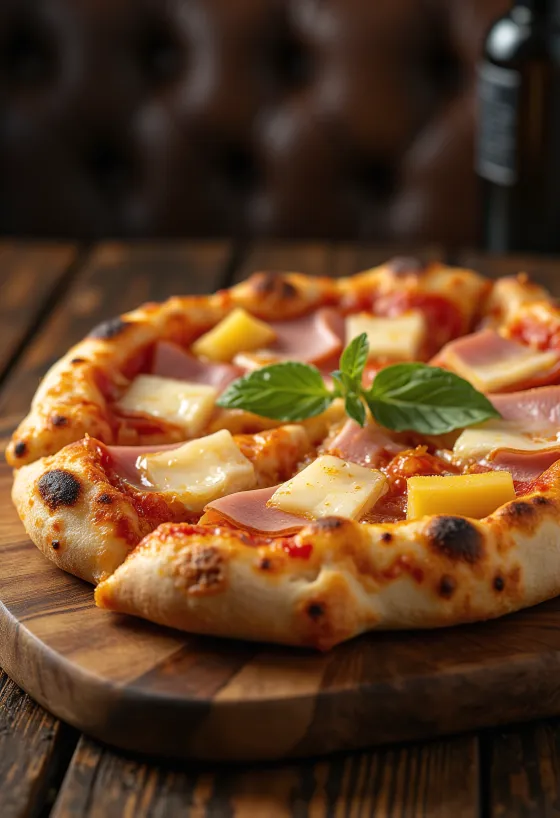 Hawaii-pizza med ananas og skinke