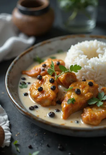 Adobo kokoskylling, i rik og kremet kokosmelk med krydder