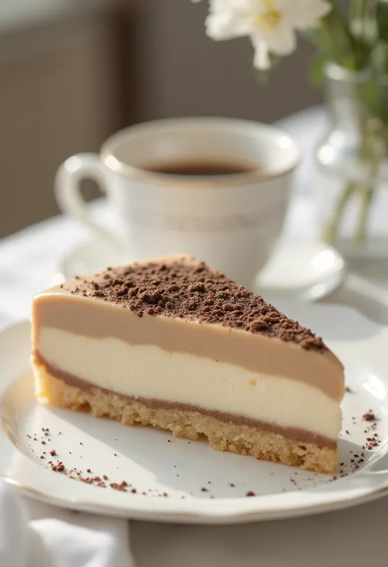 Kastanjemoussekake i elegant servering