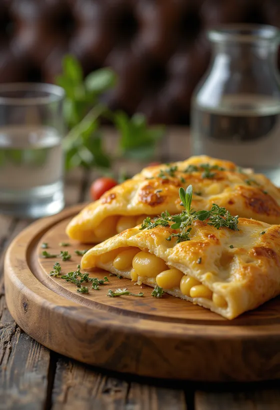 Calzone med smørbønner servert