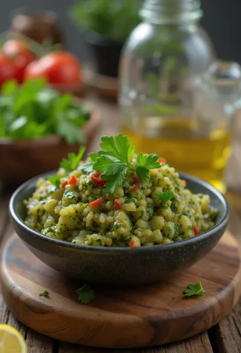 Finhakket brasiliansk vinaigrette-saus med friske urter