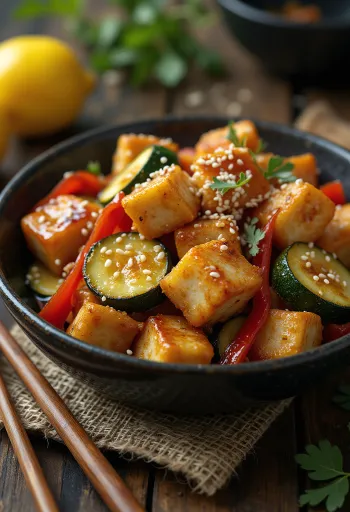 Wok med hvitløkstofu