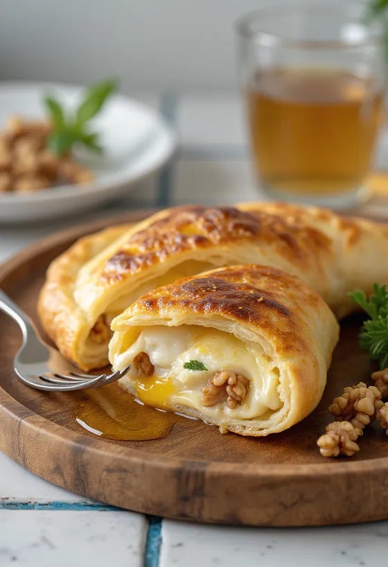 Nystekt calzone med geitost og valnøtter