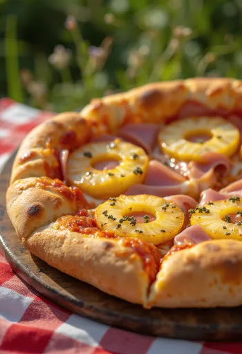 Klassisk Hawaii-pizza med ananas og skinke