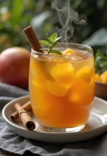 Mangocider servert i glass