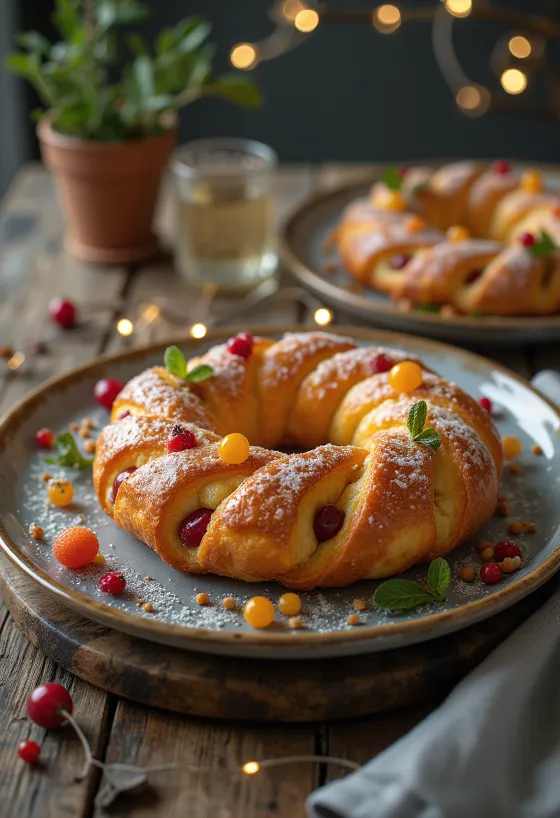 Nybaakt meksikansk Rosca de Reyes julekake