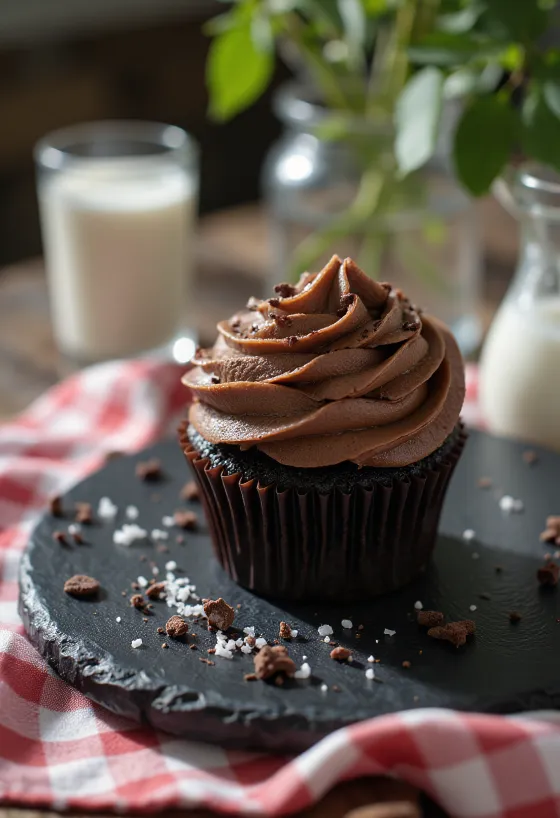 Veganske sjokoladecupcakes servert