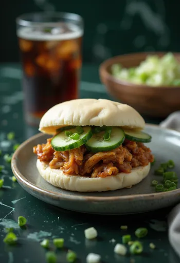 Bao buns med BBQ-svinekjøtt servert