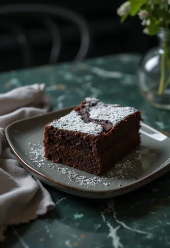 Sjokoladekake med gyllenbrun sjokolade og melis