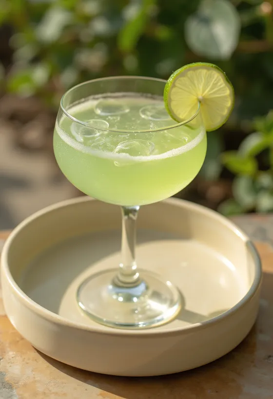 Daiquiri-cocktail pyntet med en limeskive