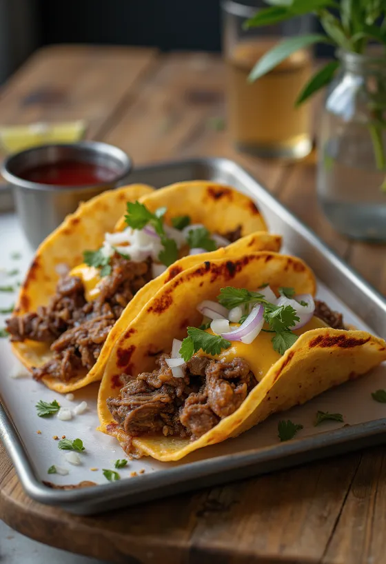 Lamb Birria Tacos, meksikansk krydret lammekjøtt i tortilla