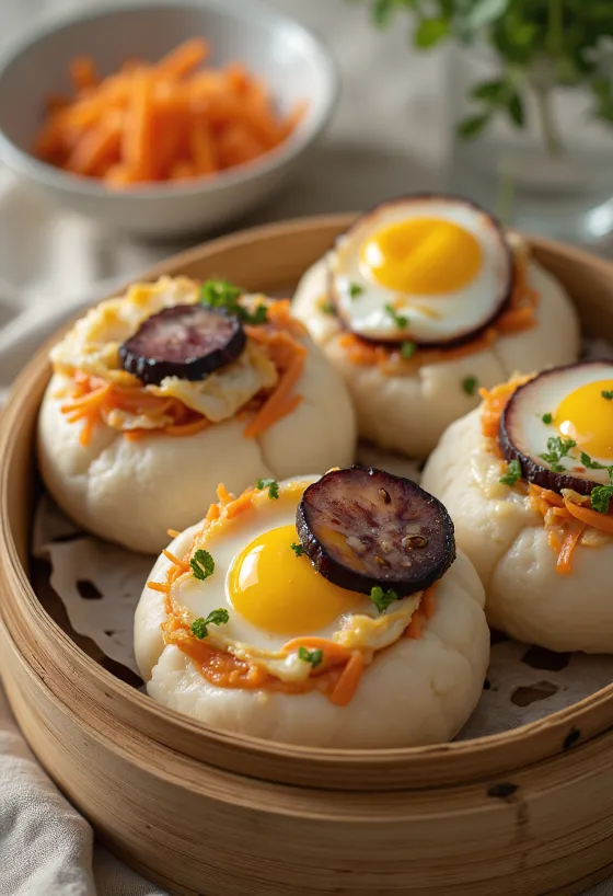 Bao bun med aubergine servert