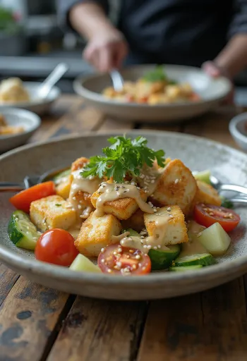 Hvitløkstofusalat med tahini