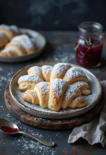 Snøhorn drysset med melis, på festbord
