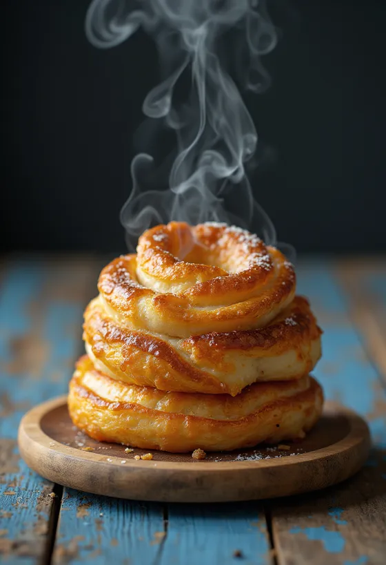 Kürtőskalács stekt gyllenbrun, drysset med kanelsukker