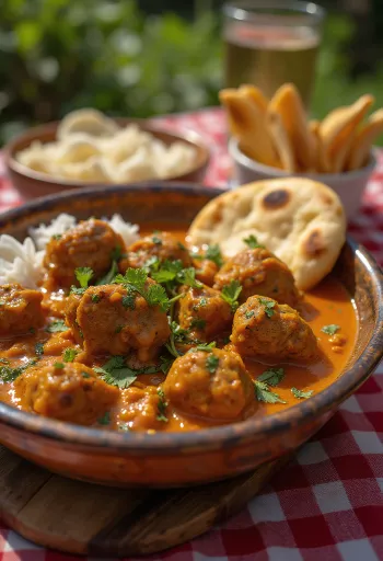 Lammecurry Balti, krydret lammecurry servert med koriander