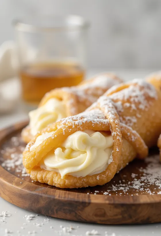 Cannoli med bourbon-vanilje servert