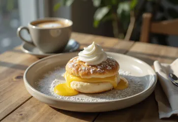 Semla servert med vaniljekrem