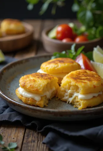 Arepa fylt med smeltet ost