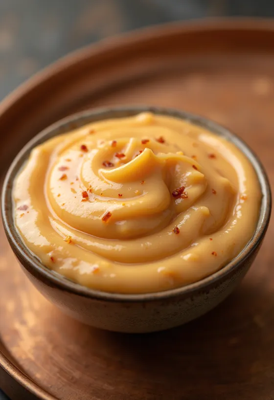 Lysebrun kremet majones smaksatt med røkt chili