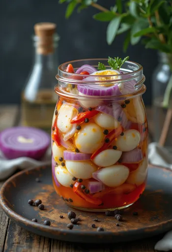Krydret syltede egg i glass