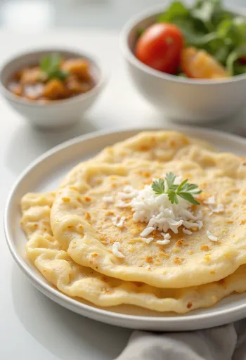 Hvit palappam med sprø kanter på tallerken
