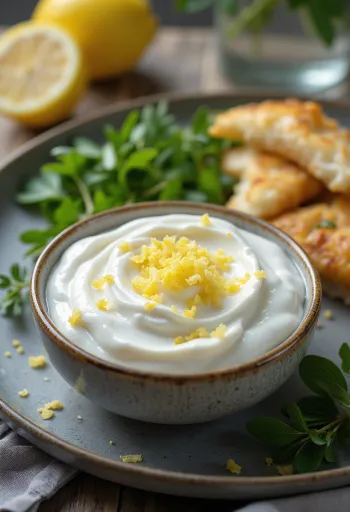 Hvit rømmesaus med dill og sitronskall