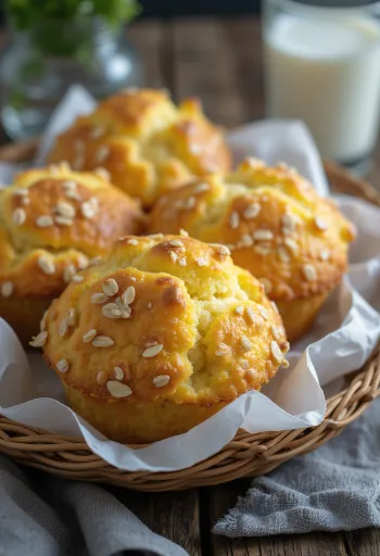 Muffins med havregryn og kesam servert
