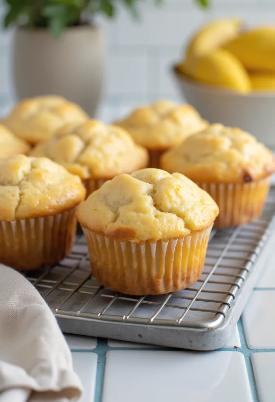 Sitron- og bananmuffins servert