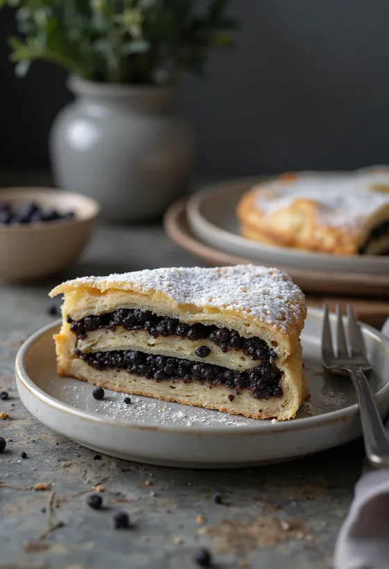 Valmuefrøpai med gyllenbrun deig og valmuefrøfyll