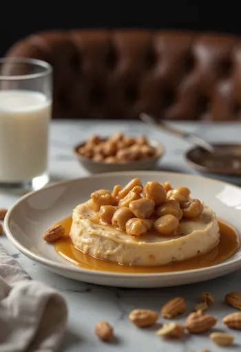 Pé de moleque med smør, karamell- og peanøttsøtsak i biter