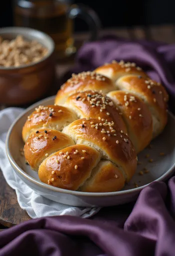 Nybakt hjemmelaget challah flettet loff