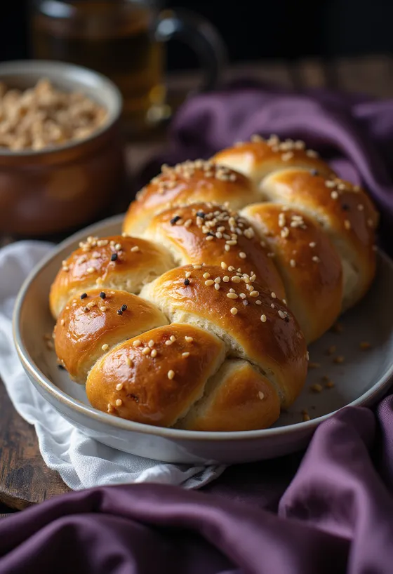 Nybakt hjemmelaget challah flettet loff